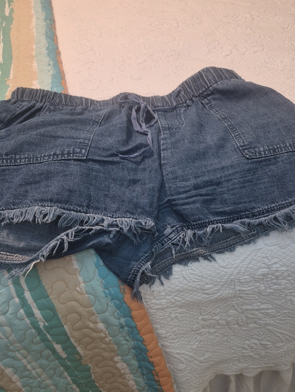 Source Unknown Distressed Blue Denim Jean Shorts